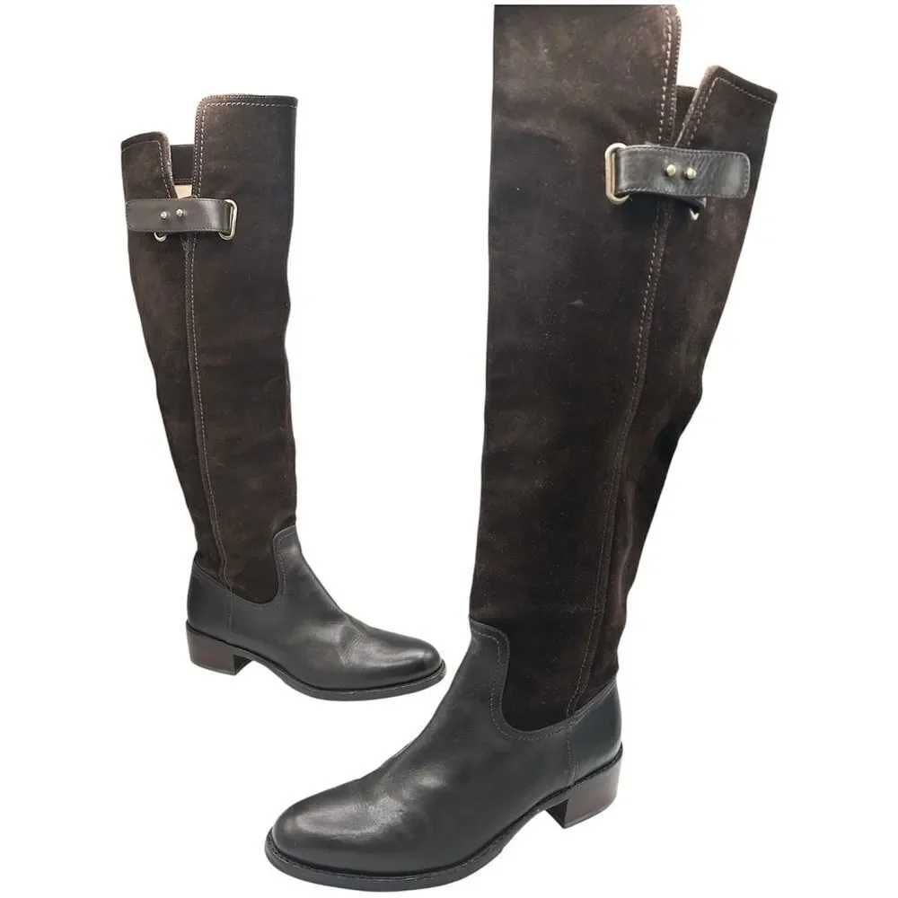 Donald J Pliner Tall Brown Suede Leather Riding Boots